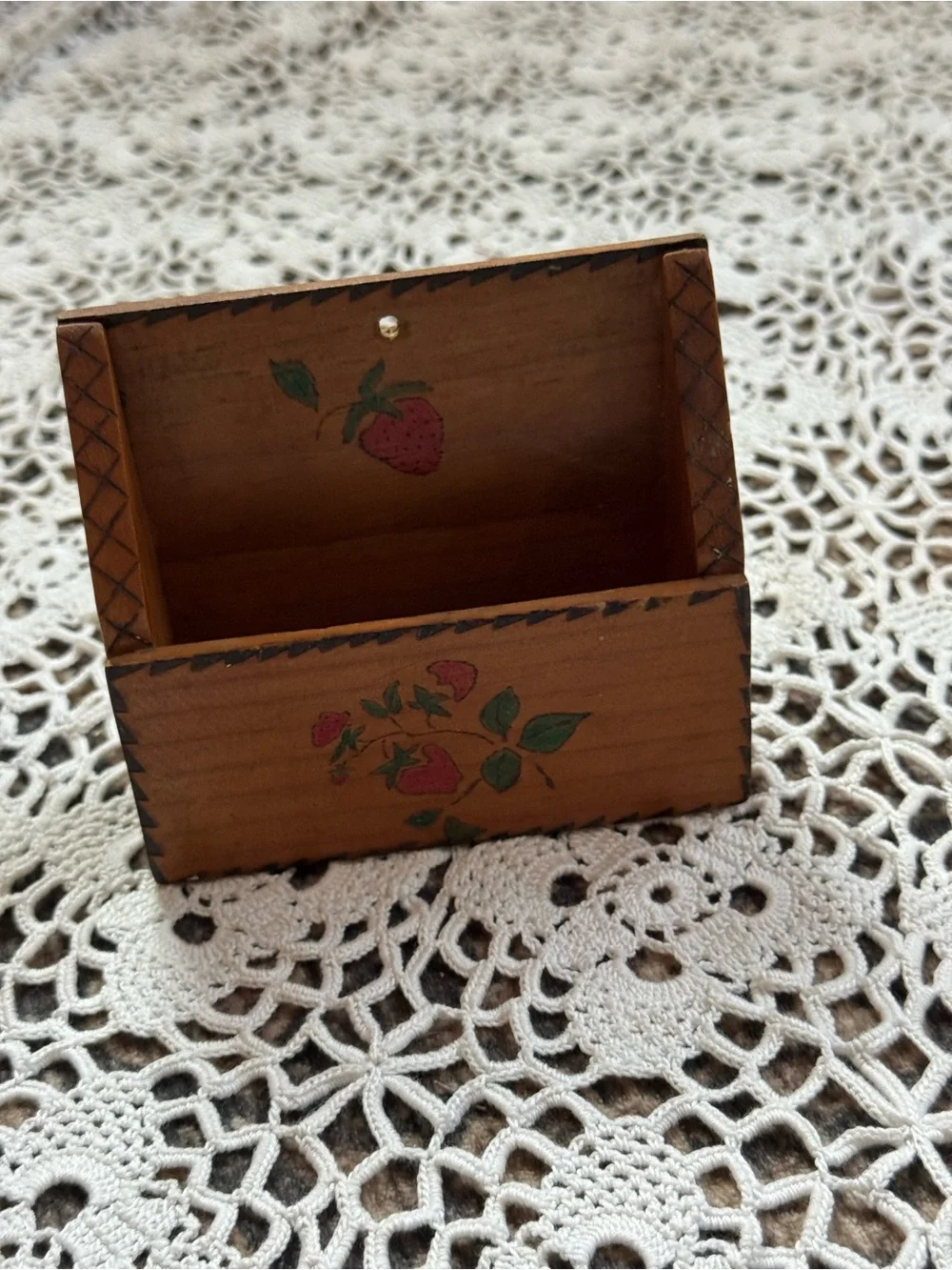Vintage Hand-Painted Strawberry Wooden Wall Box